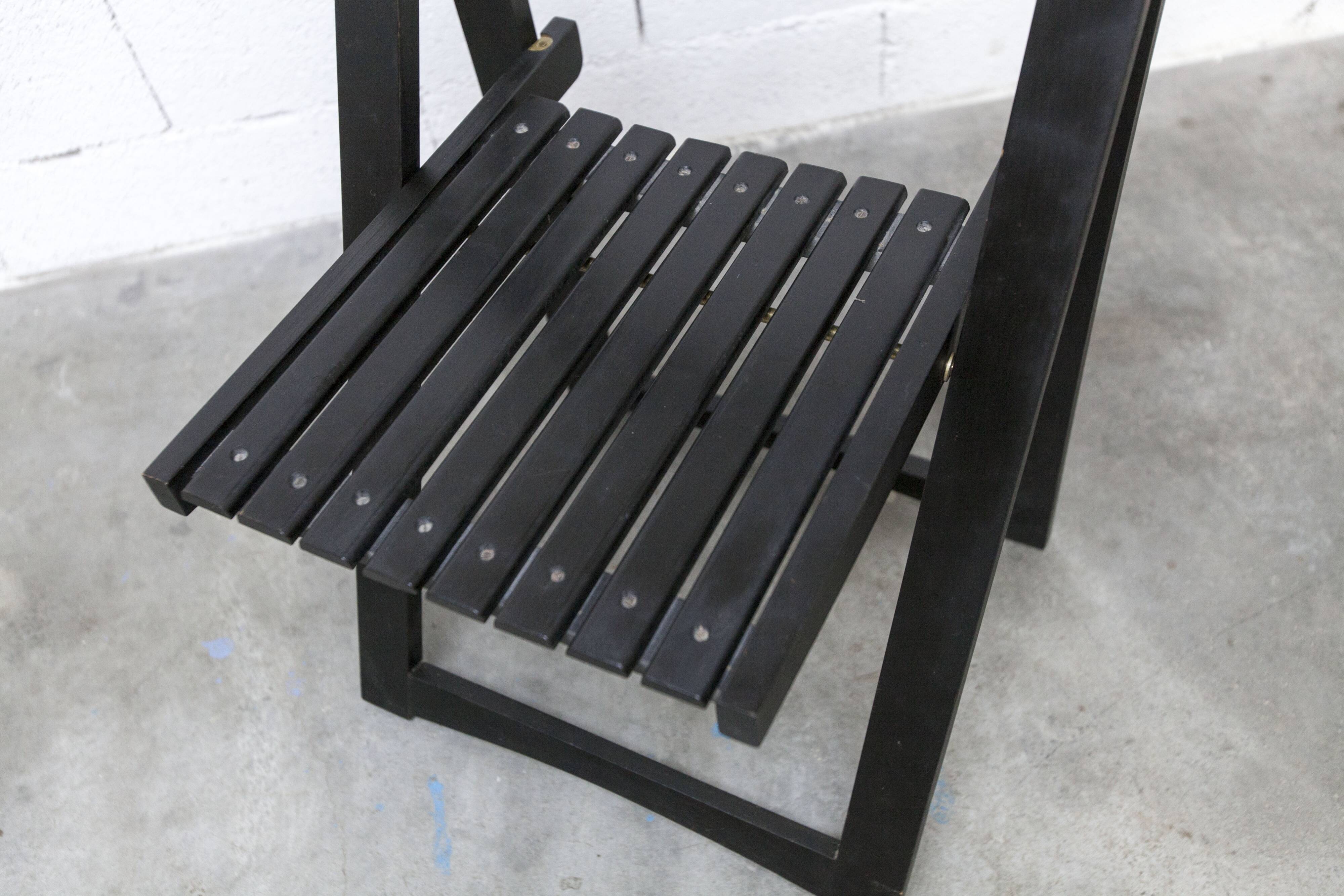 Chaise pliante Aldo Jacober pour Alberto Bazzani noire 1960 d'origine