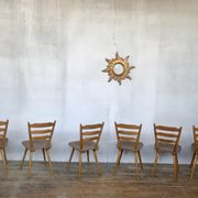 Series of 6 Scandinavian chairs or vintage wooden bistro