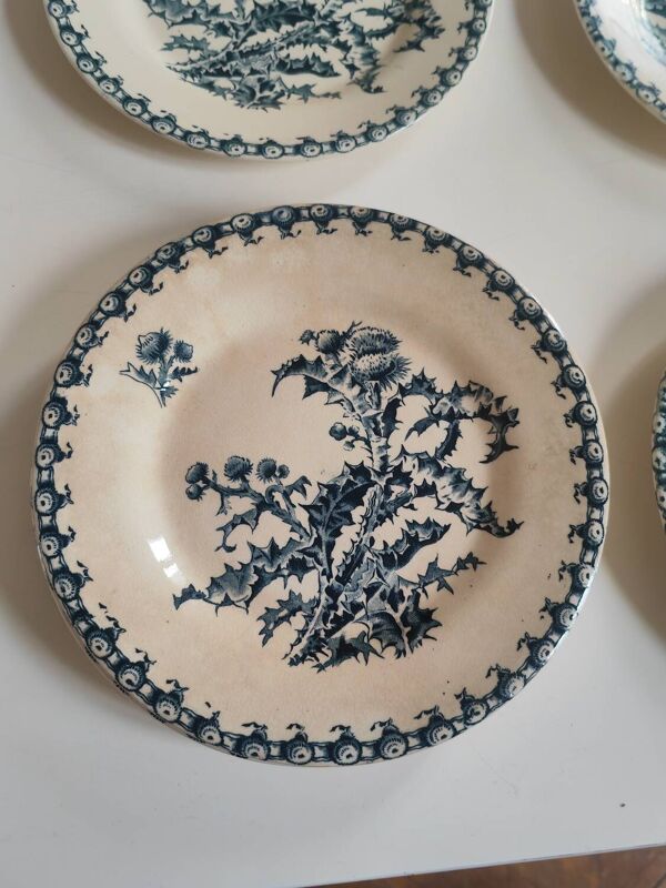 6 assiettes Gien XIXeme