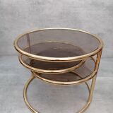 Table basse laiton 3 niveaux pivotants des années 1970 style de Milo Baughman Italie