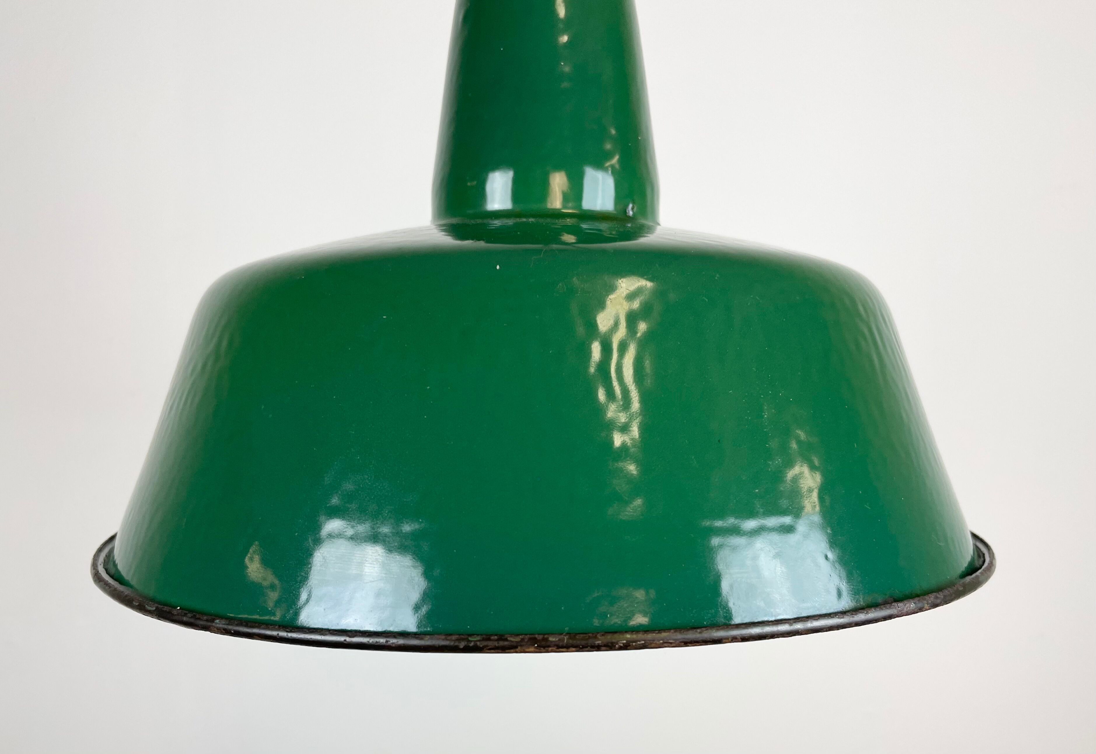 Industrial Green Enamel Pendant Lamp, 1960s