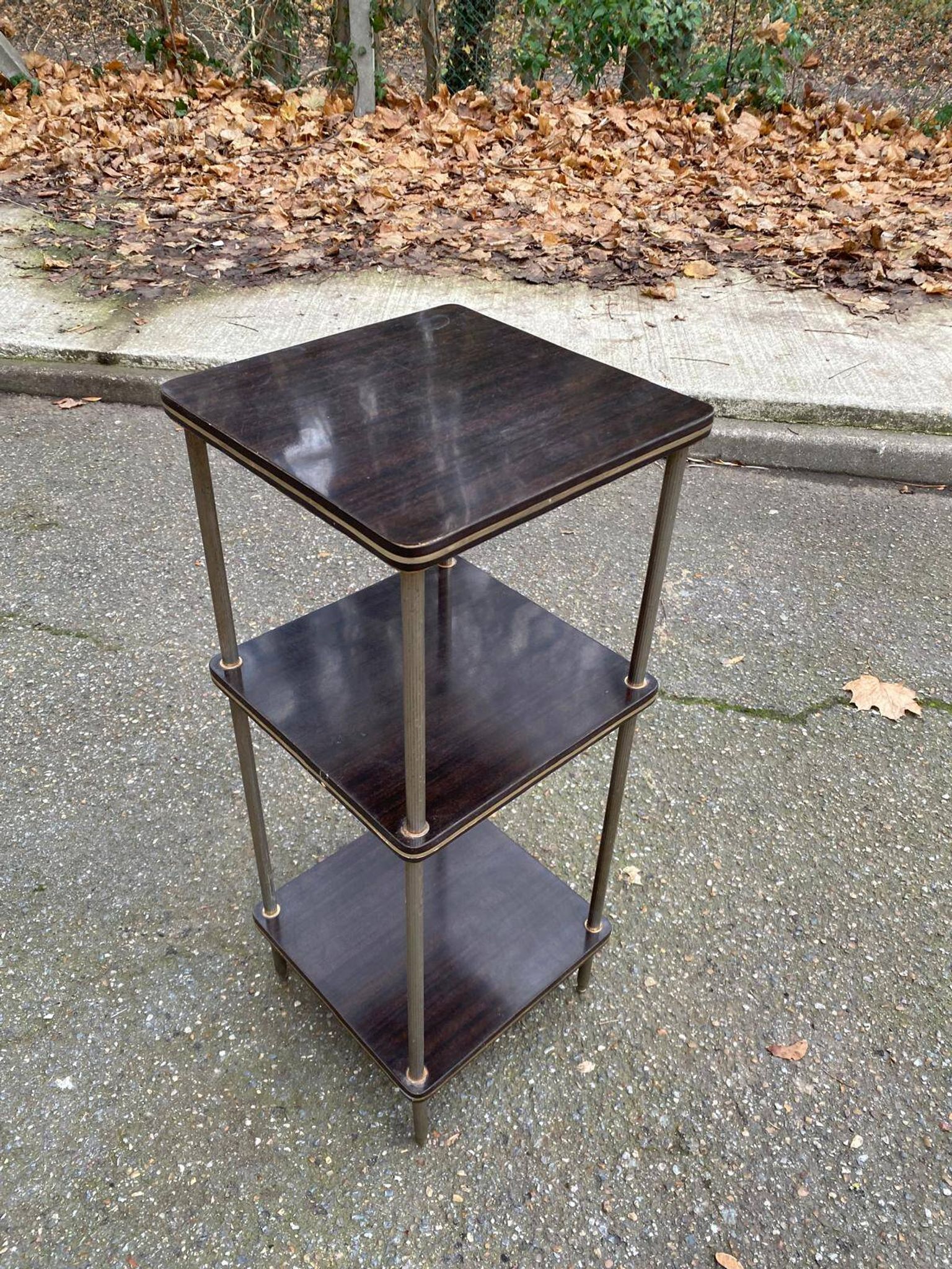 Rosewood and gilt brass shelf with 3 shelves, 1960