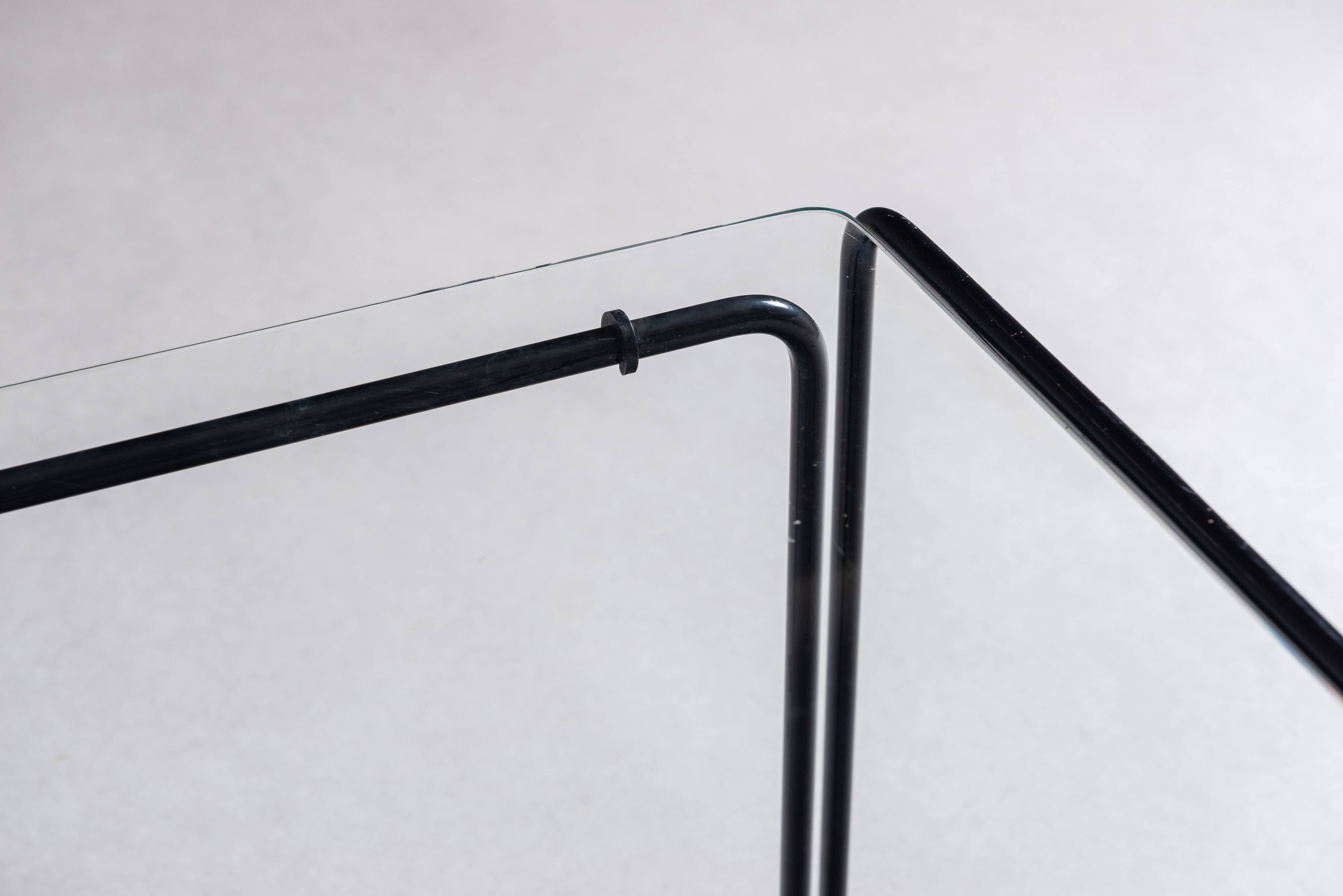 Minimalistic wireframe sidetable with glass top