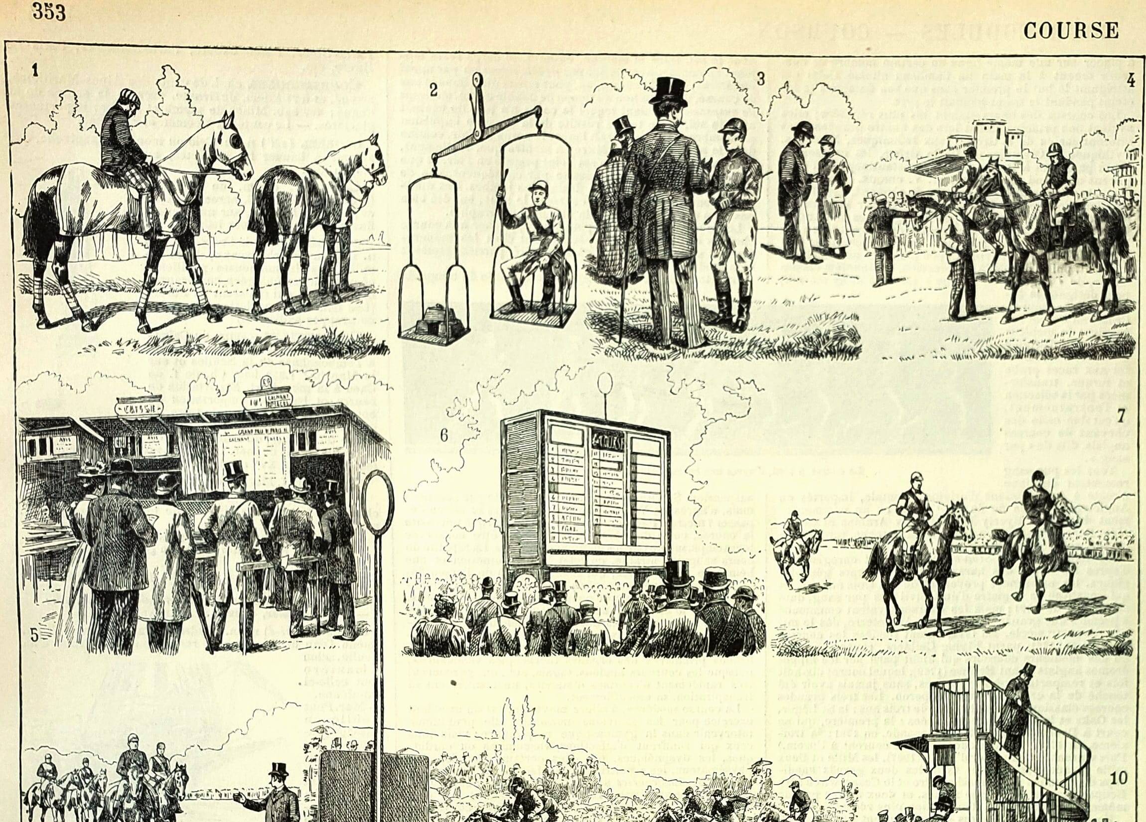 Antique Engraving 1897 - Horse Racing by H.Chartier - Vintage Print