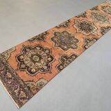 Distressed Turkish Runner 393x81 cm wool Vintage Tribal Rug