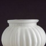 Vintage French Opaque White Glass Replacement Shade with Frilled Amber Edge