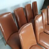 8 brown skai chairs 1950