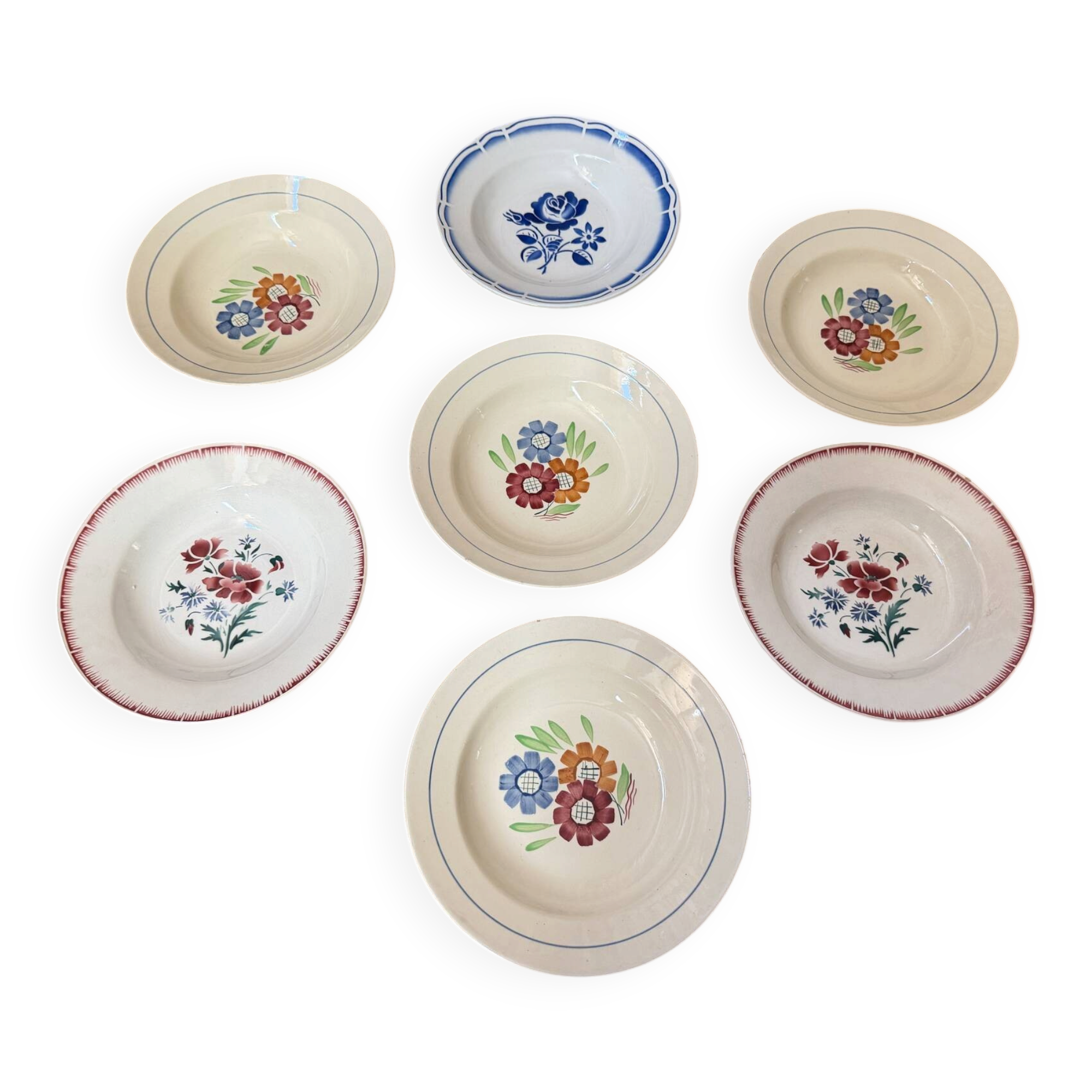 Service assiettes creuses dépareillées