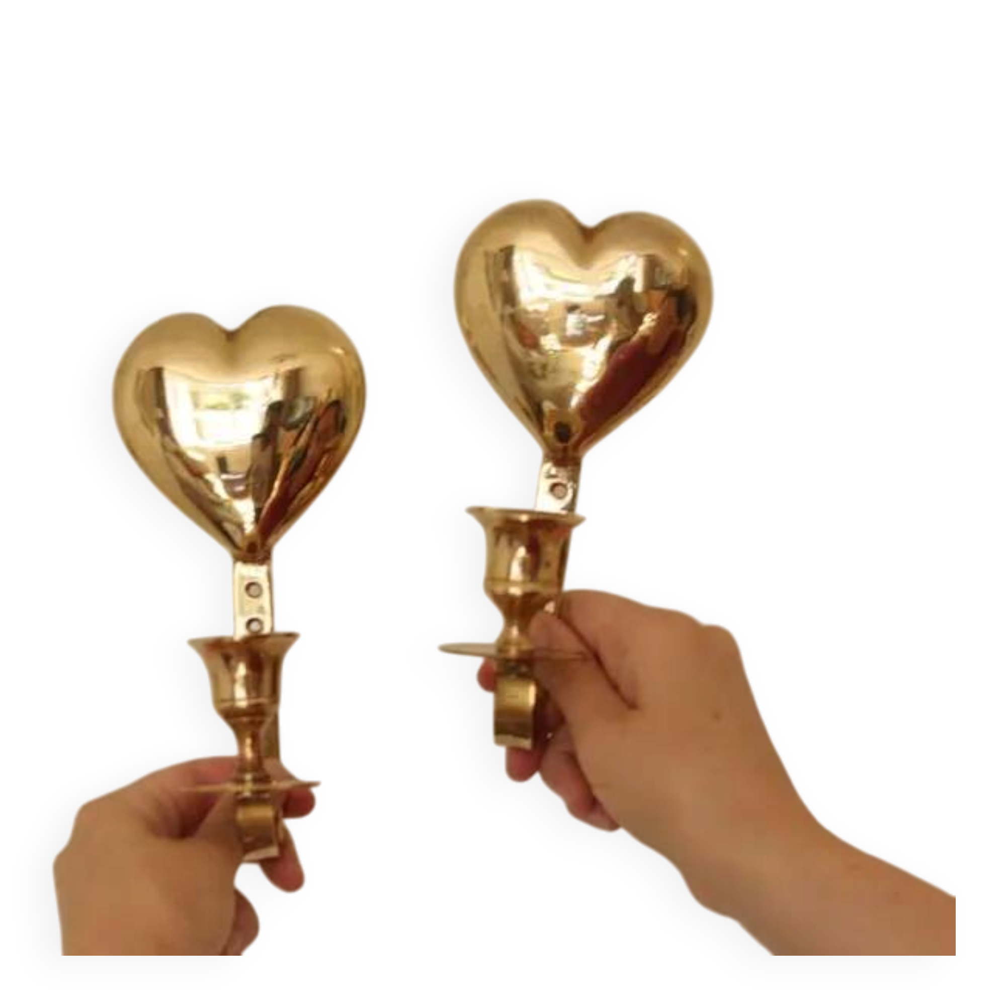 Vintage Brass Heart Shaped Wall Sconces