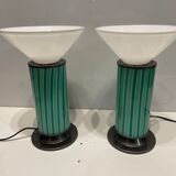 Mid-Century Mint Green Murano Glass Table Lamps, Set of 2