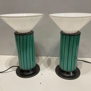 Mid-Century Mint Green Murano Glass Table Lamps, Set of 2