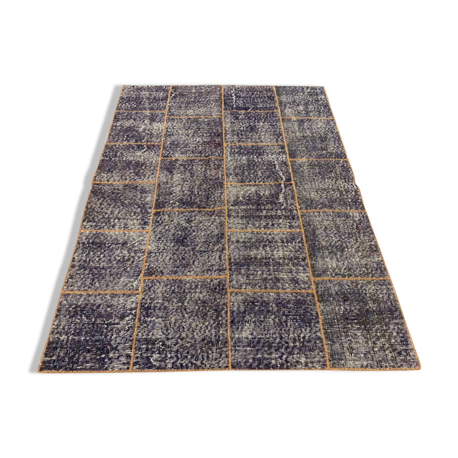 Distressed vintage turkish patchwork rug 178x133 cm wool medium