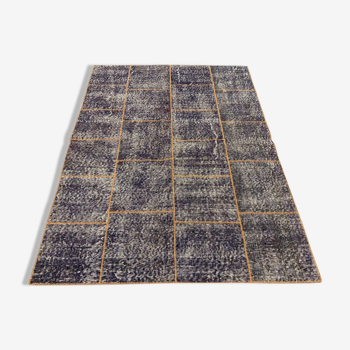 Distressed vintage turkish patchwork rug 178x133 cm wool medium
