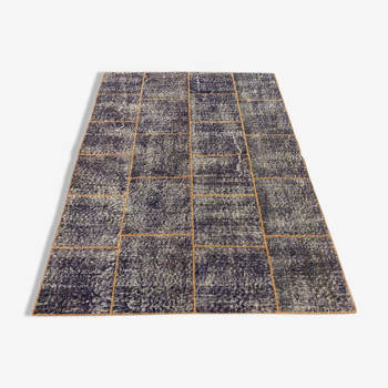 Tapis patchwork turc vintage détresse 178x133 cm laine moyenne