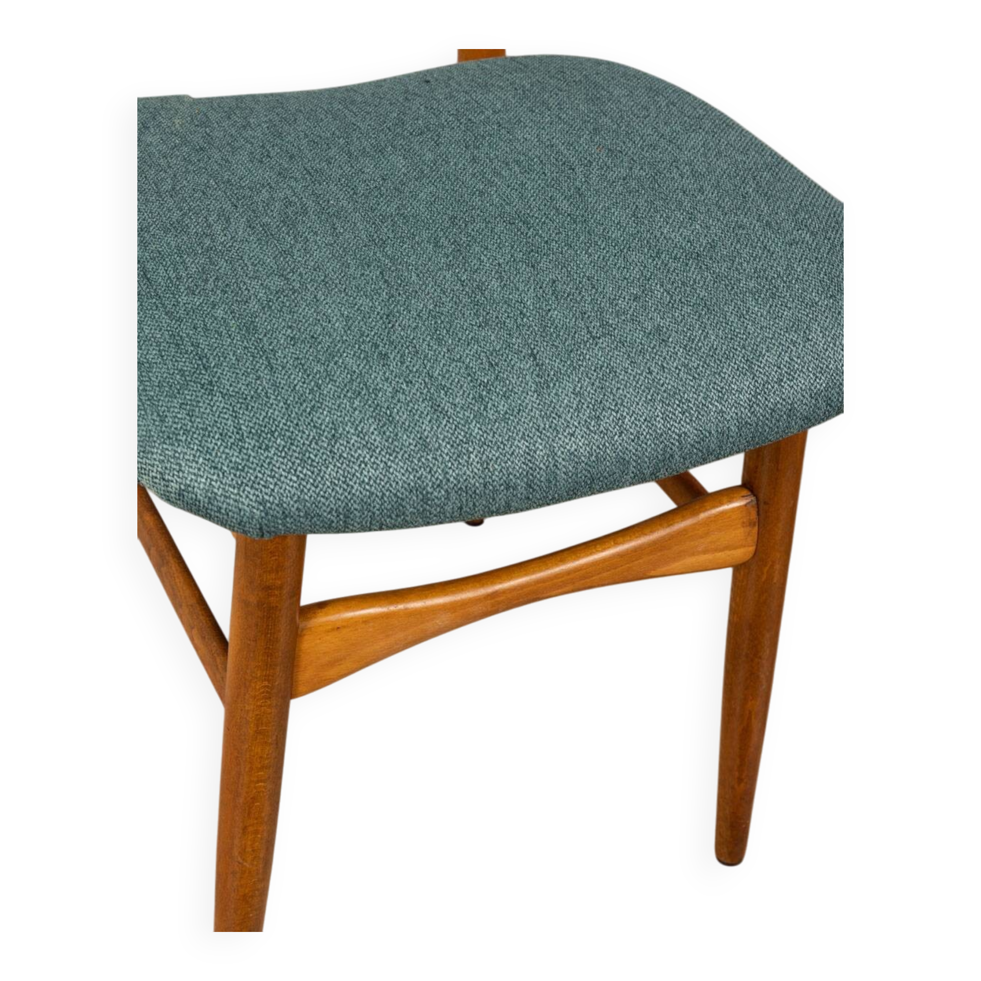 Pair of 60s vintage chairs in green fabric Italian design