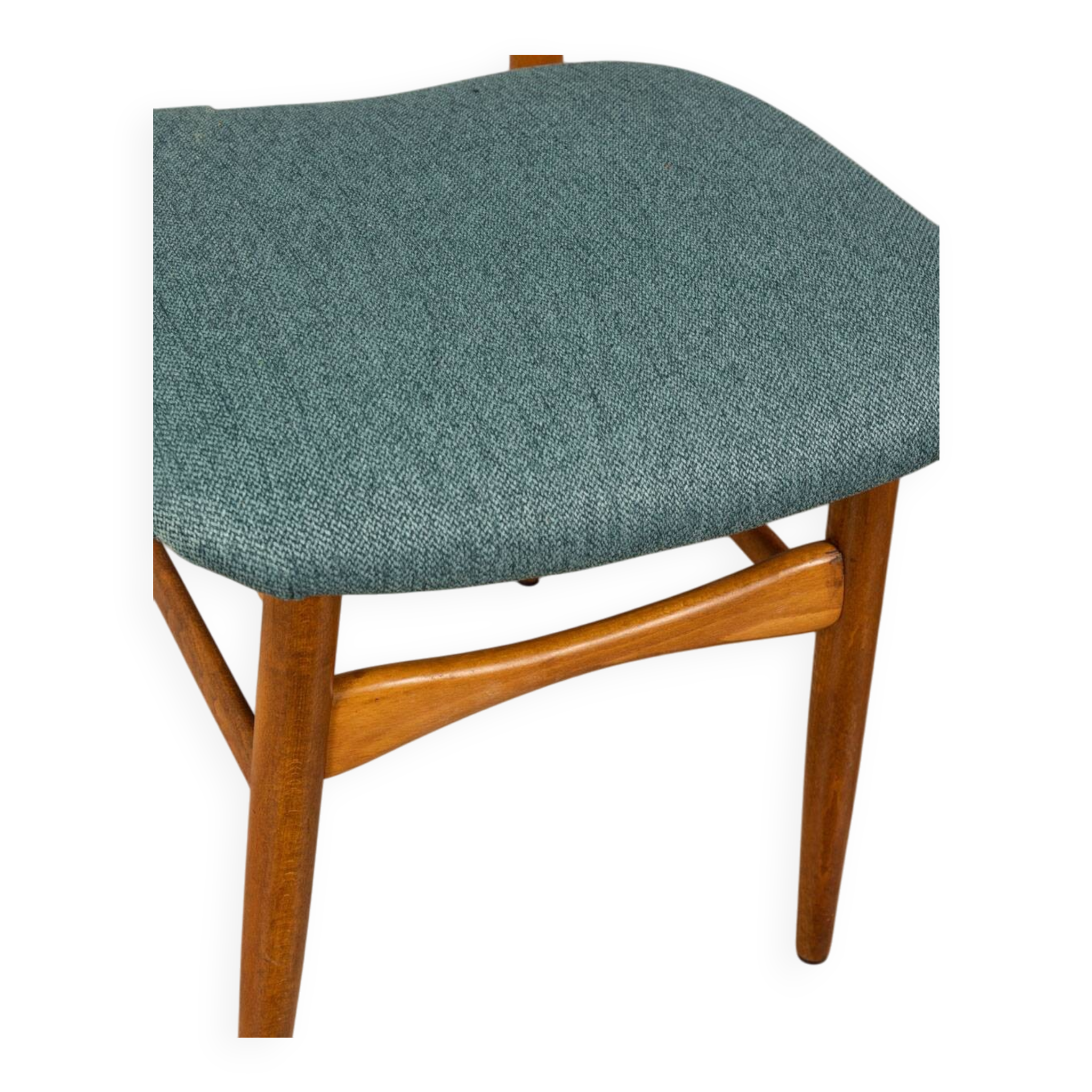 Pair of 60s vintage chairs in green fabric Italian design