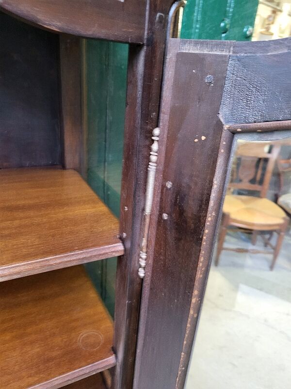 Showcase 1 door with 3 sides walnut windows louis xv style