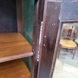 Showcase 1 door with 3 sides walnut windows louis xv style