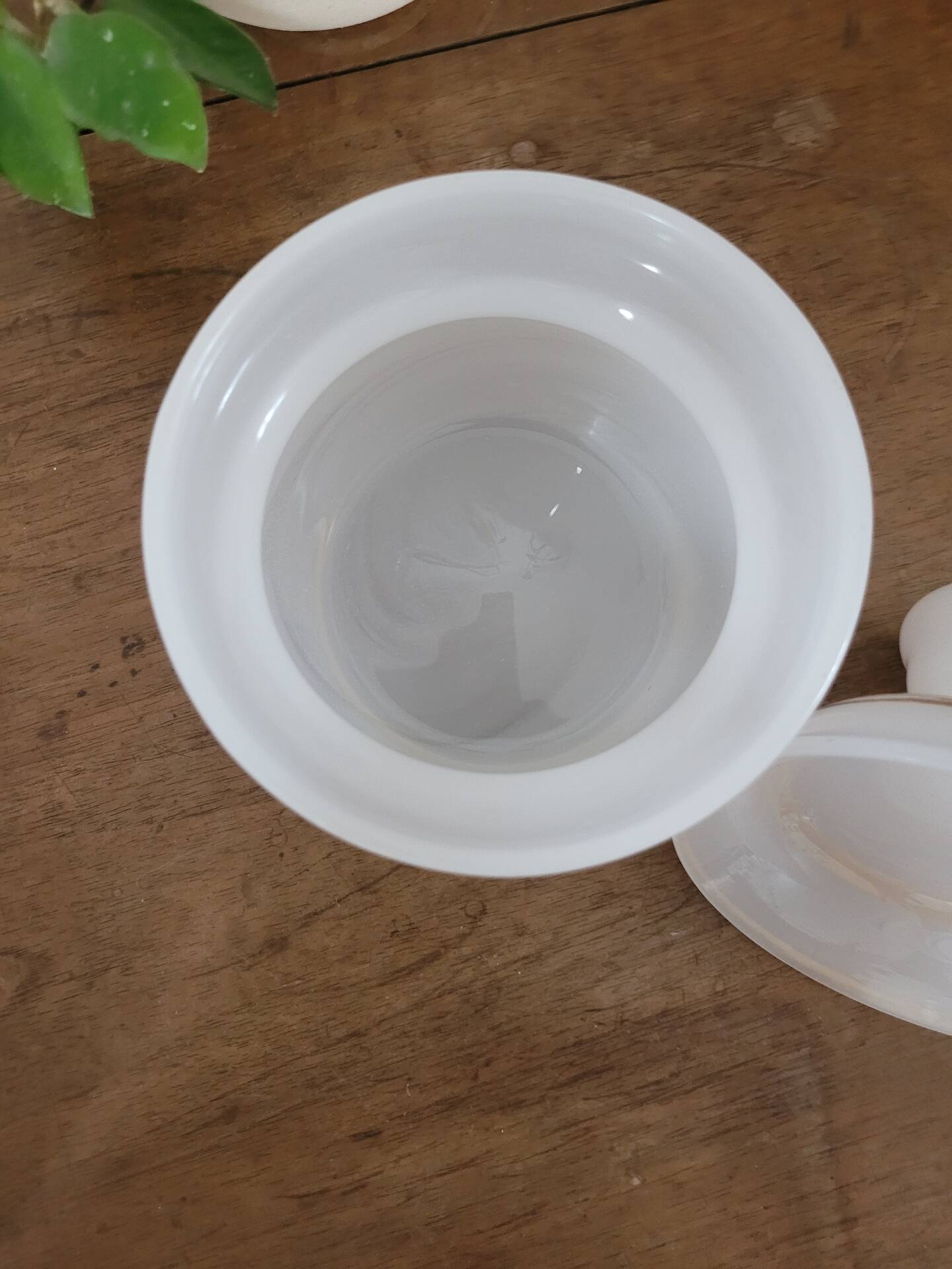 Pot with lid in opaline