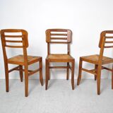 3 chairs attributed to Pierre Cruege 1950