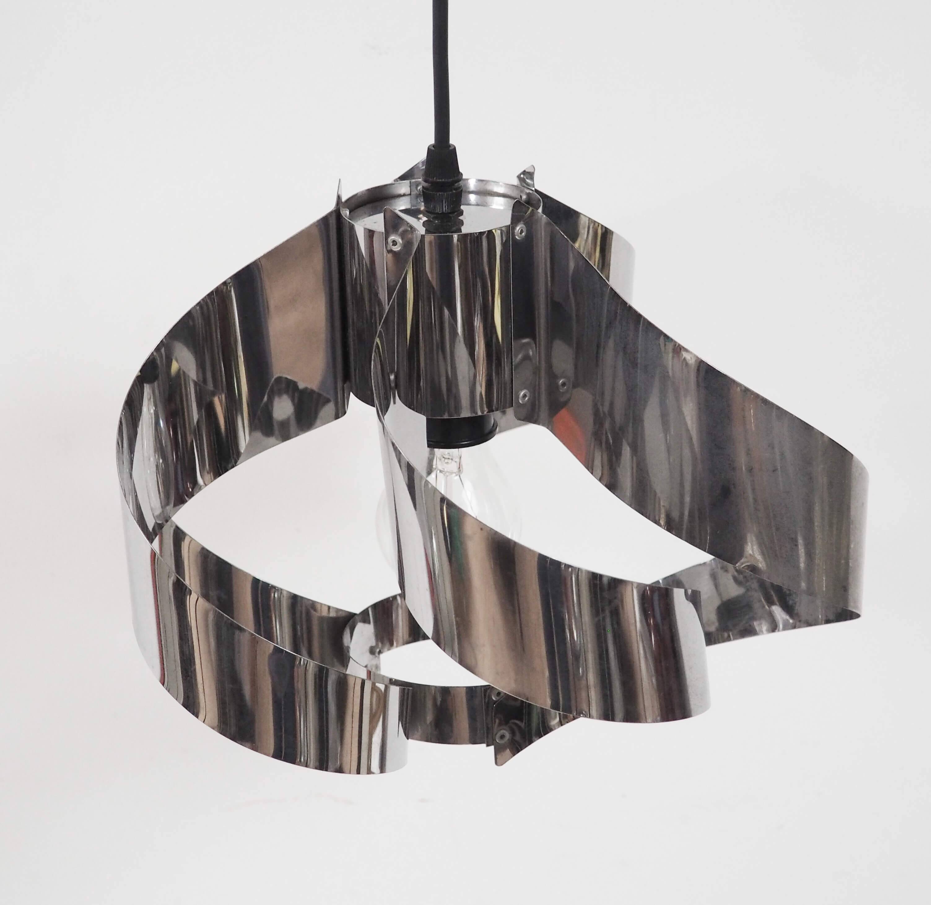 Space age pendant light stainless steel blades