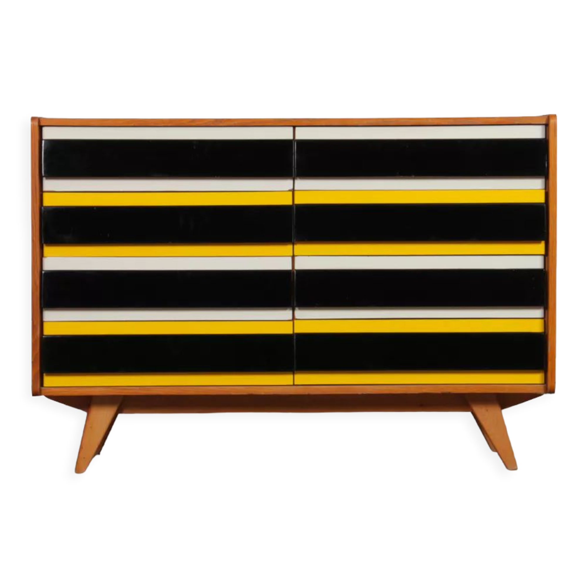 Yellow and black chest of drawers, model U-453, by Jiri Jiroutek, 1960