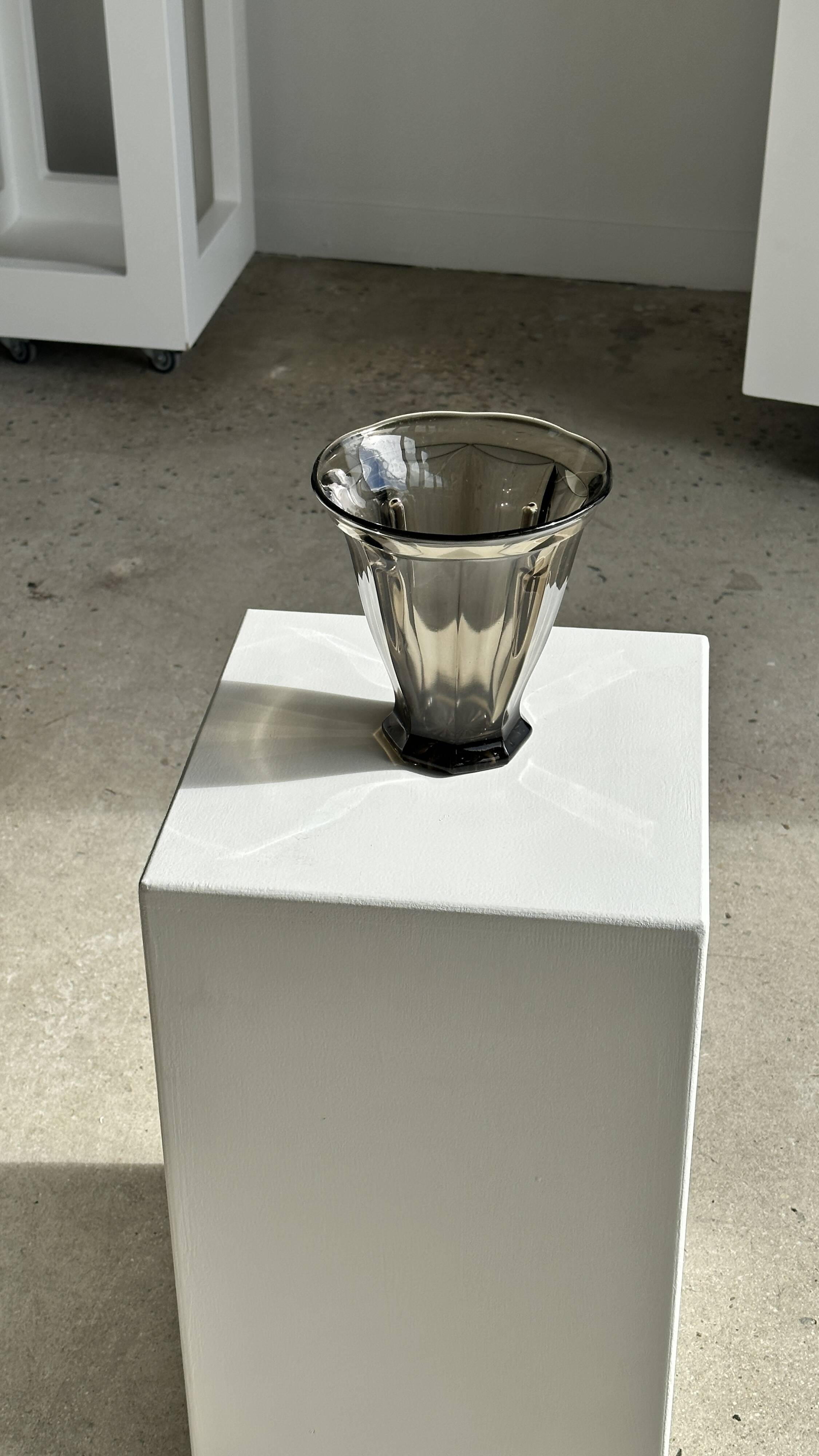 Smoked molded glass vase H:17cm