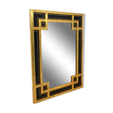 Mirror in gilded wood and black glass by Deknudt Belgium
