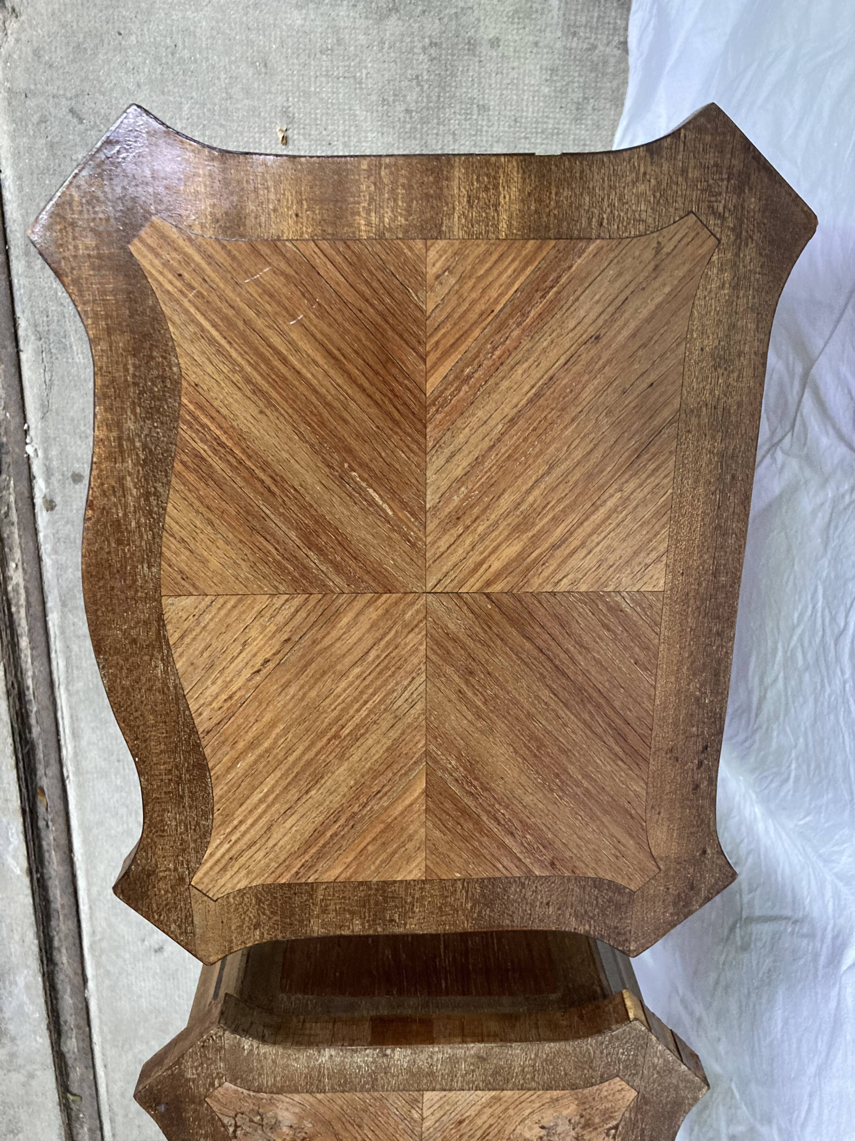 Pair of louis XV bedside tables in marquetry