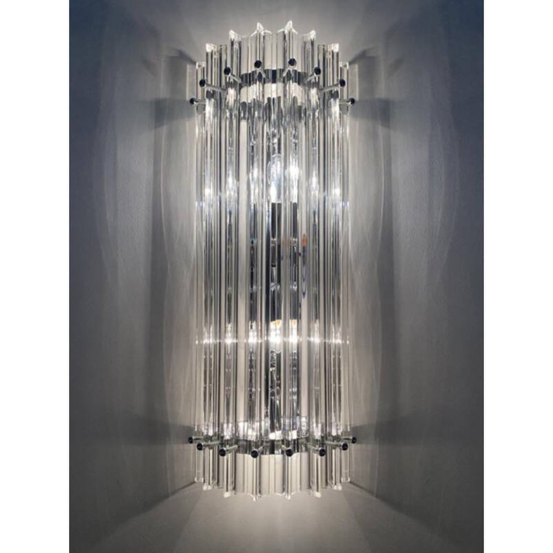 Contemporary Trasparent Triedro Murano Glass Wall Sconce