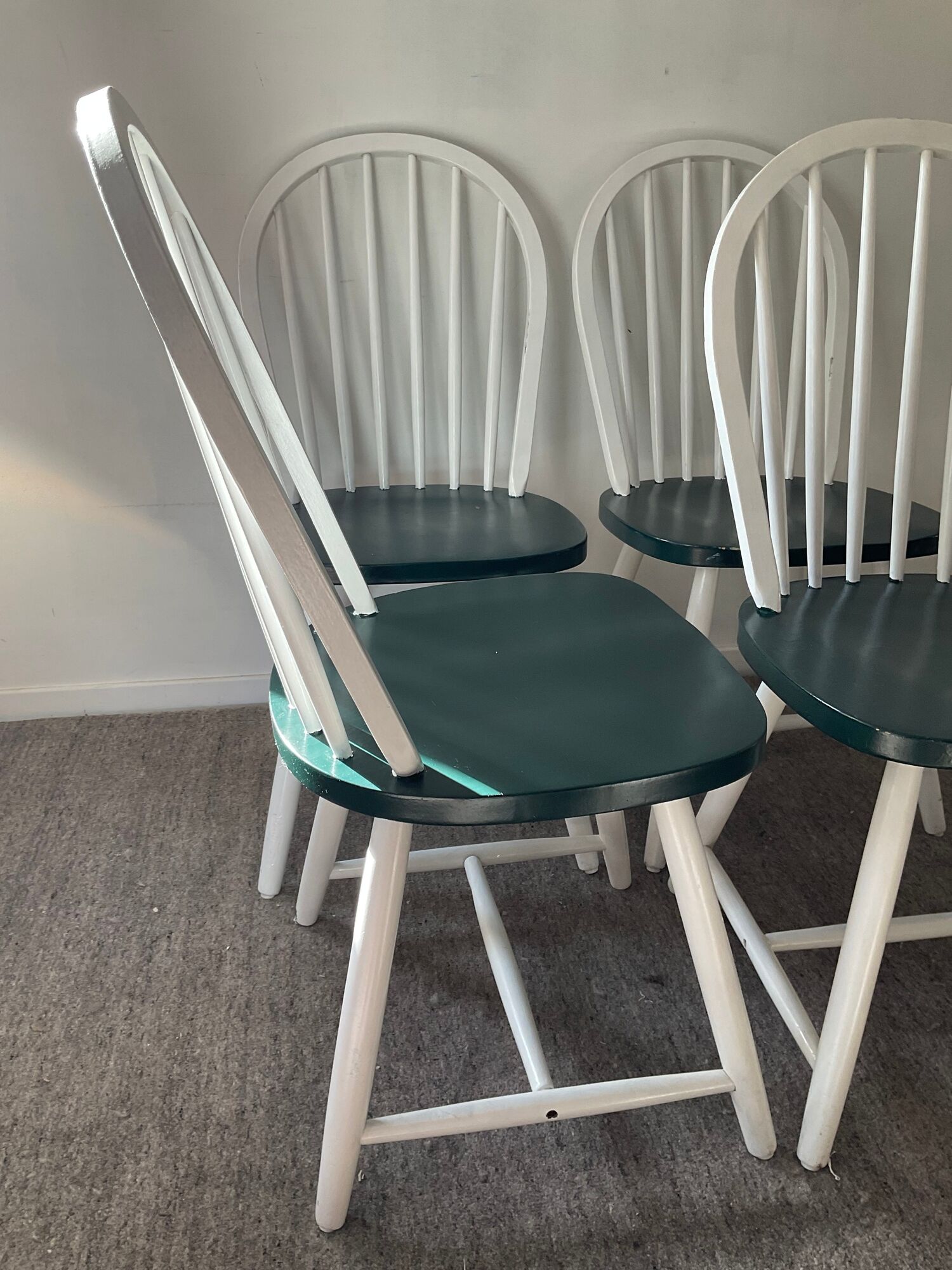 Series of 4 Scandinavian wooden chairs 60s-70s