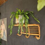 Rattan coat rack
