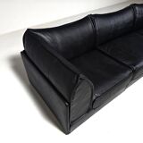 Canapé sectionnel "Pagode" 4 places en cuir noir De Sede DS-19, années 1970