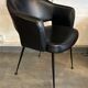 1960 armchair in black faux leather in the style of Eero Saarinen, Knoll.