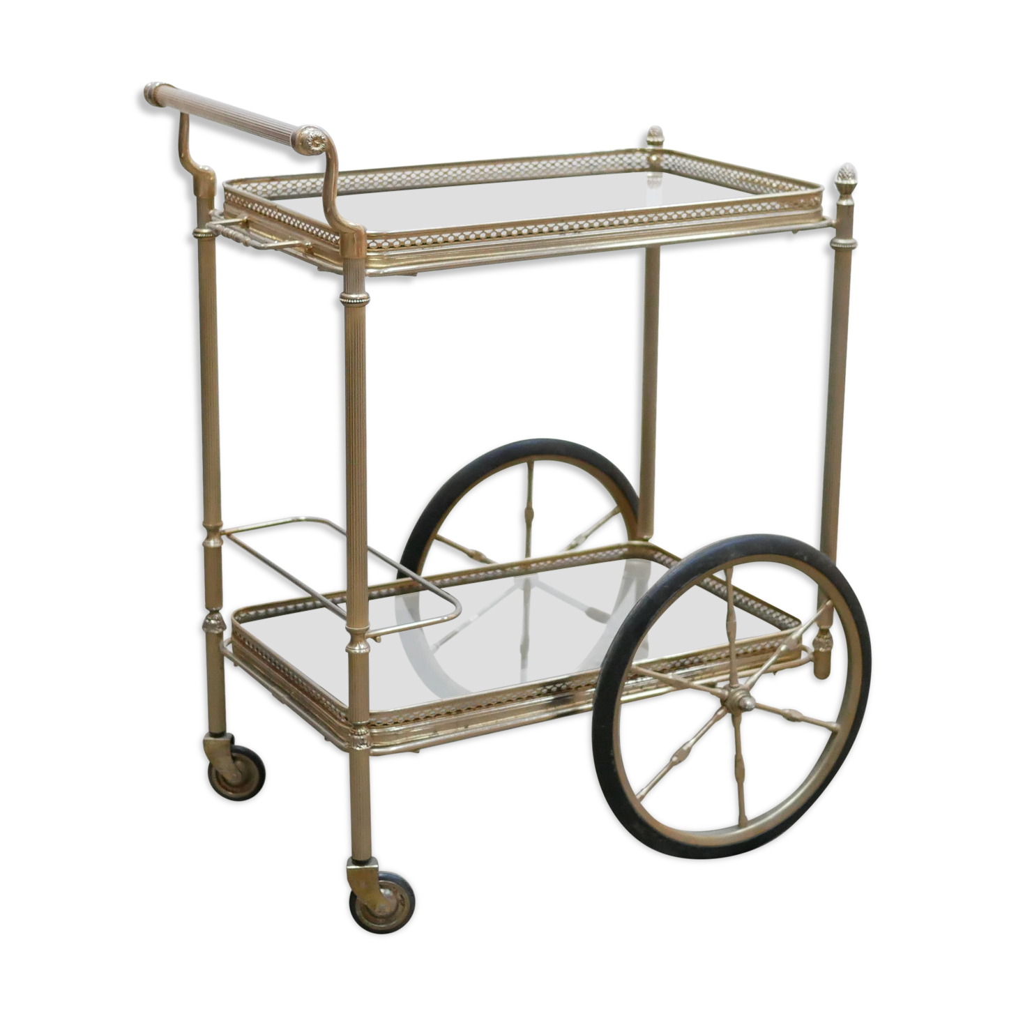 Desserte roulante vintage en métal doré