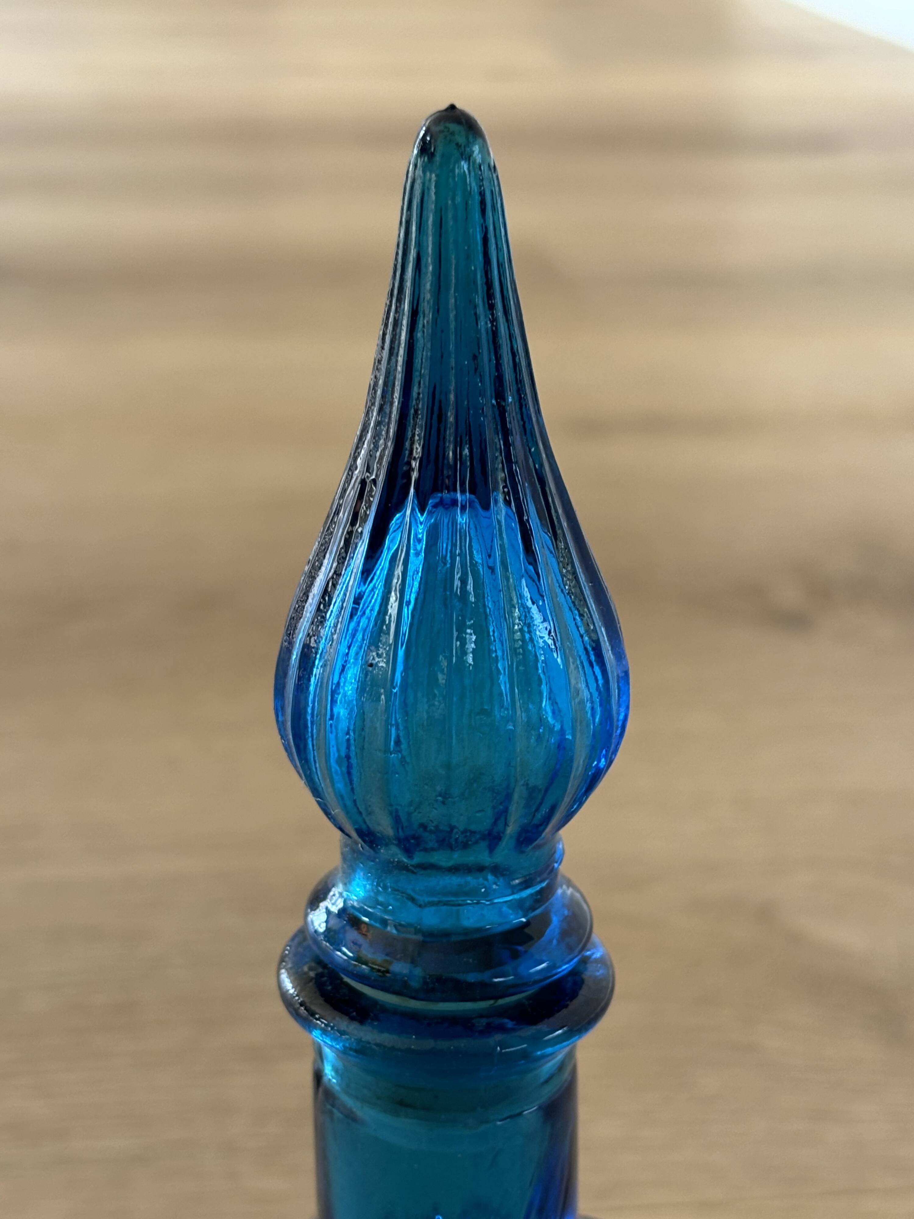 Vintage Empoli Glass Decanter with Stopper, Italy, 1960s