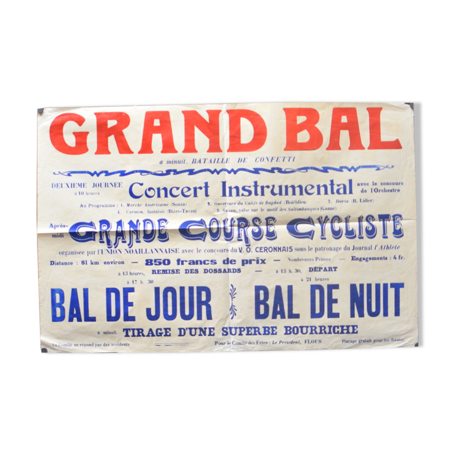 Poster "Grand Ball - Great Cycling Race" - Gironde - 1930s