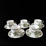 Vintage Hackefors cup plus saucer with leaf pattern from Sweden mid-century. Price per set.