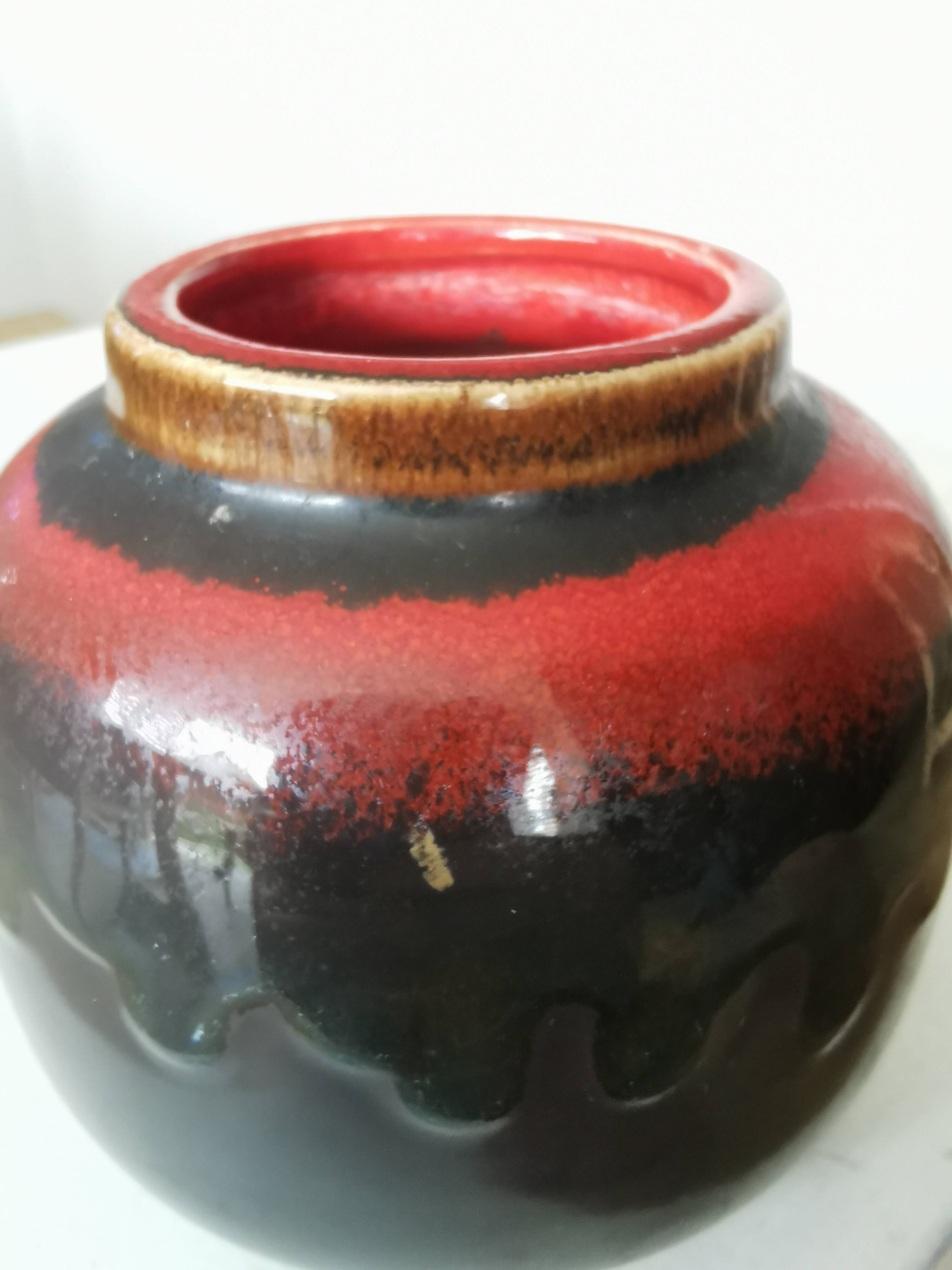 Vase vintage à glaçure lave : KIL Yougoslavie, décoration style milieu du siècle des années 1970