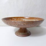 Large vintage stoneware compote dish with a footed plate