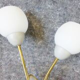 Pair 1950 vintage metal and glass Opal 50s rockabilly wall lights