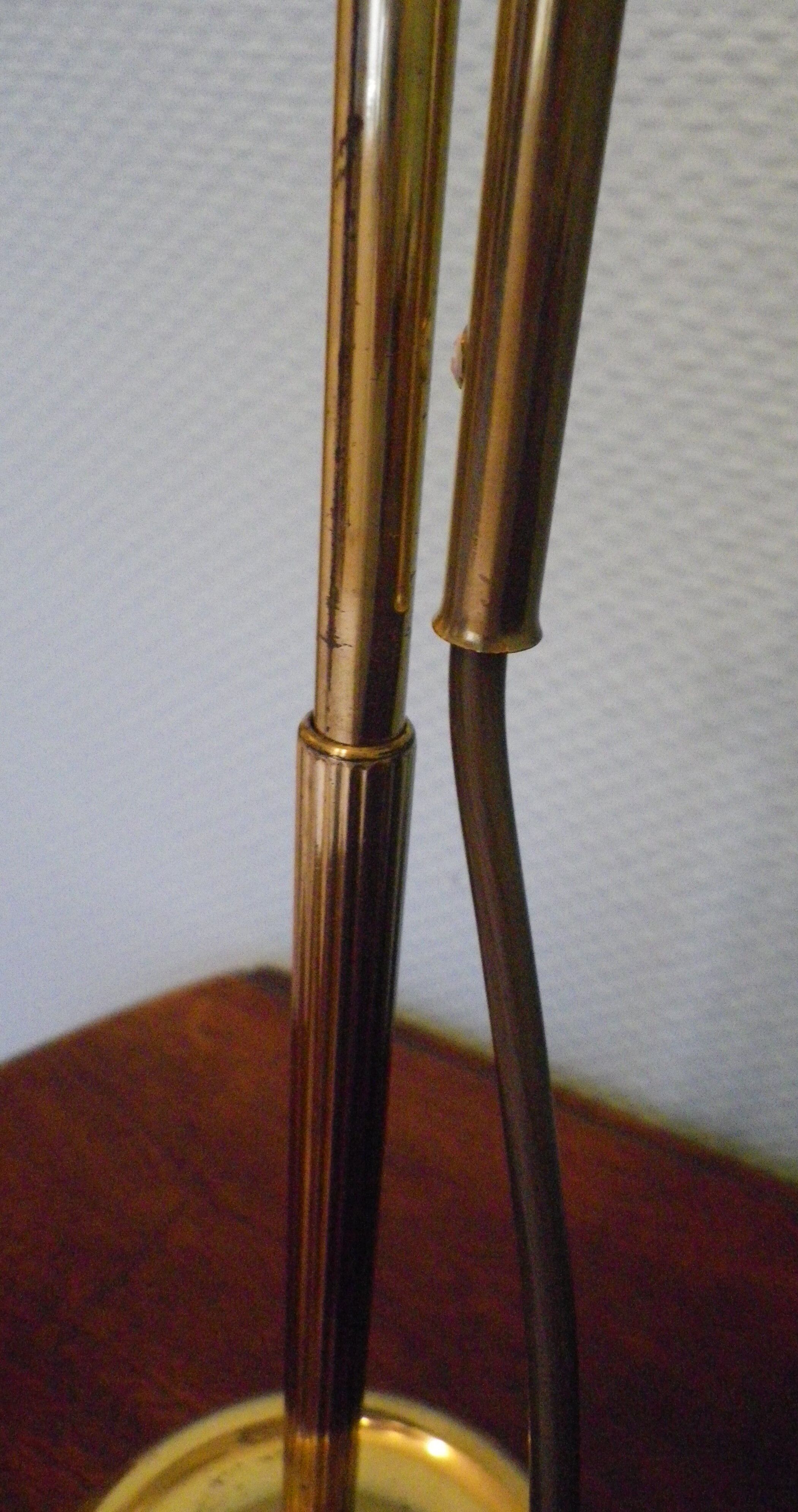 Reclining table lamp by Koch & Lowy for OMI, brass, metal, fabric - Germany - 60s/70s