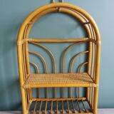 Rattan and wicker wall or floor shelf