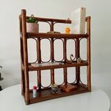 Vintage bamboo and rattan wall shelf