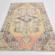4x8 Mustard Yellow Wool Turkish Rug, Handmade Rug, 125x230Cm