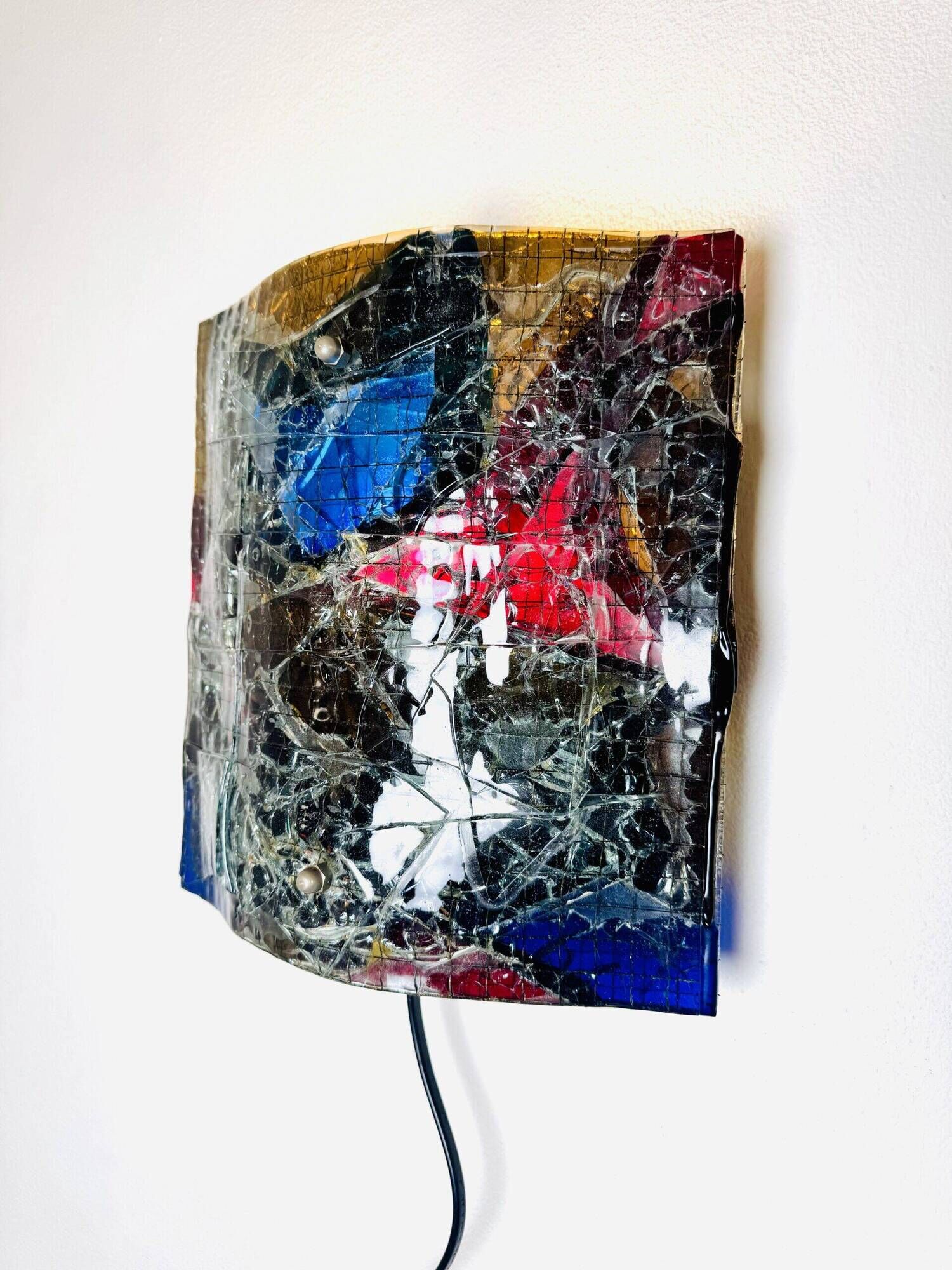 Glass Fused Wall Lamp By Glass Studio Van Tetterode, The Netherlands 1950S