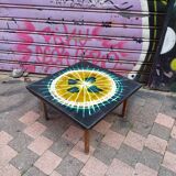 Vallauris style ceramic square coffee table