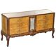 Vintage Italian Buffet in Walnut with Serpentine Front and Mirror Top