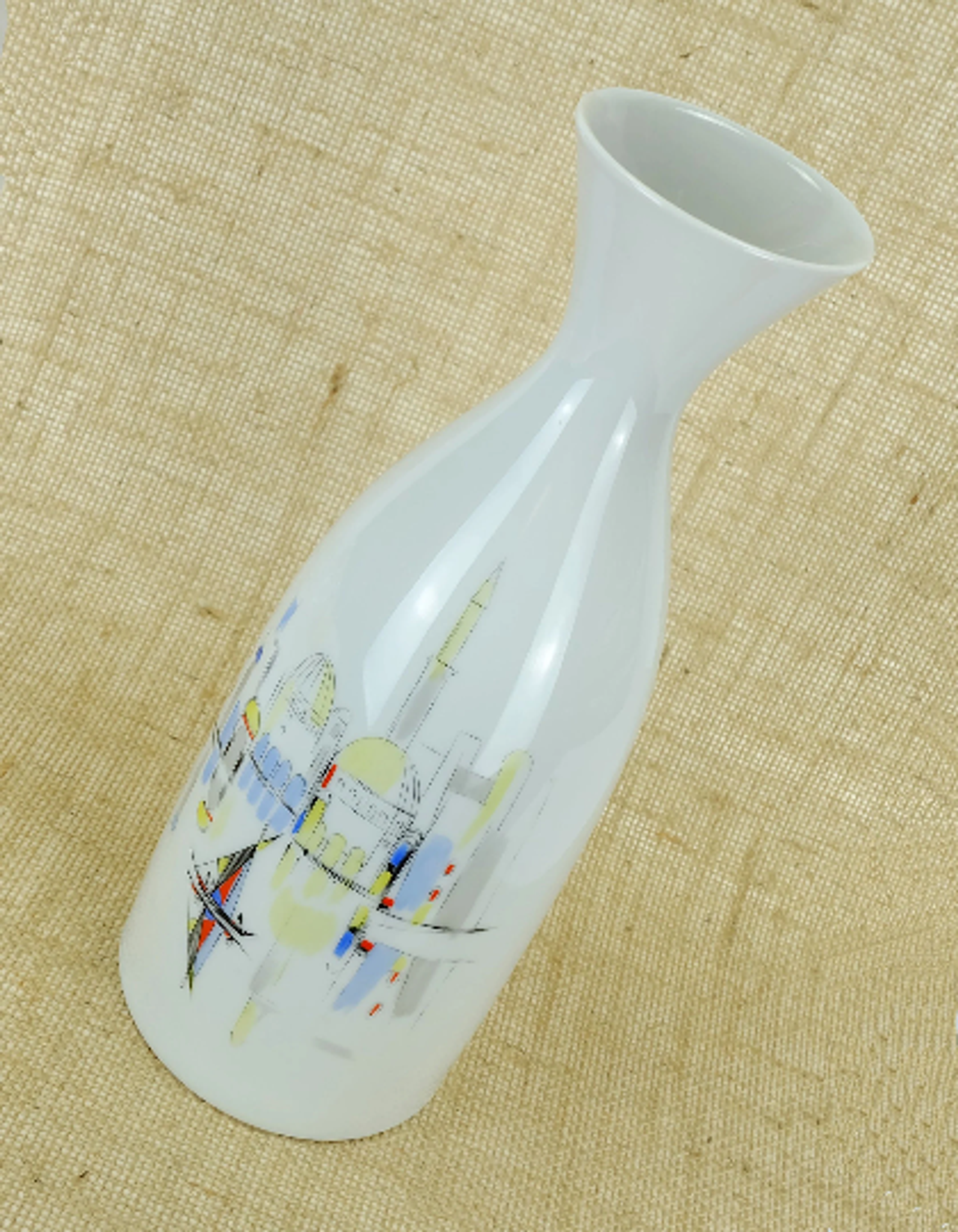 Porcelain vase hutschenreuther 1950s handpainted motif mediterranean city