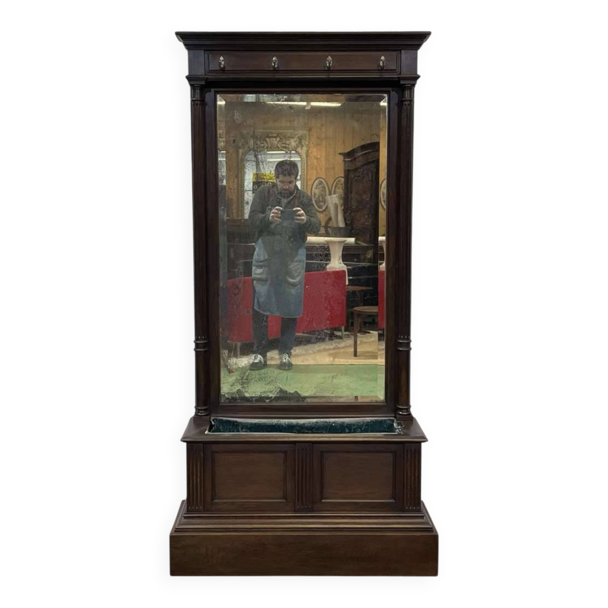 Vestiaire en chêne de la fin XIXème avec sa jardinière